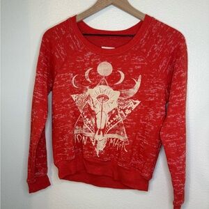 Billabong Orange Moon Magic Cow Skull Sweatshirt Small